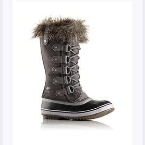 Sorel Joan of Arctic Waterproof Suede Faux Fur Snow Boots 8.5 Grey